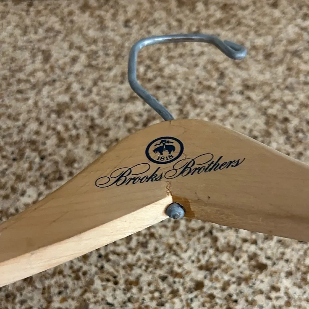 Brooks Brothers Light Tan Tongue and Groove Wooden Hangers
